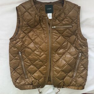 J. Crew Tan Quilted Vest with Zippered Pockets